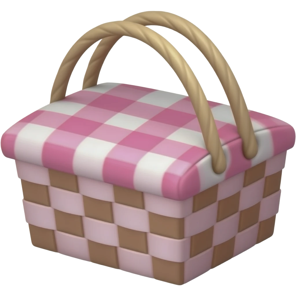 Pink picnic basket with two handles emoji