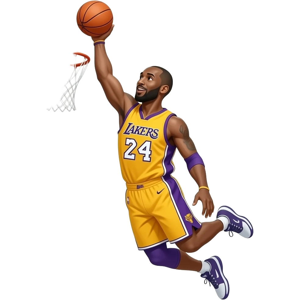 Basketball player Kobe Bryant dunking on LeBron emoji