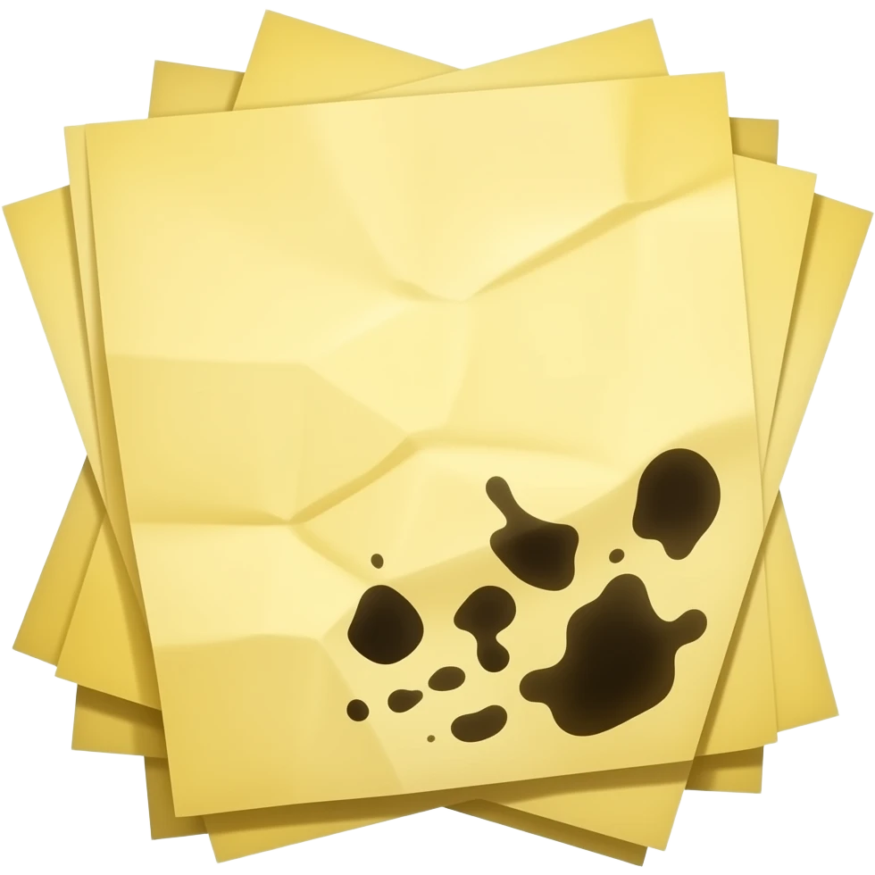 Bundle of papers with ink stains emoji