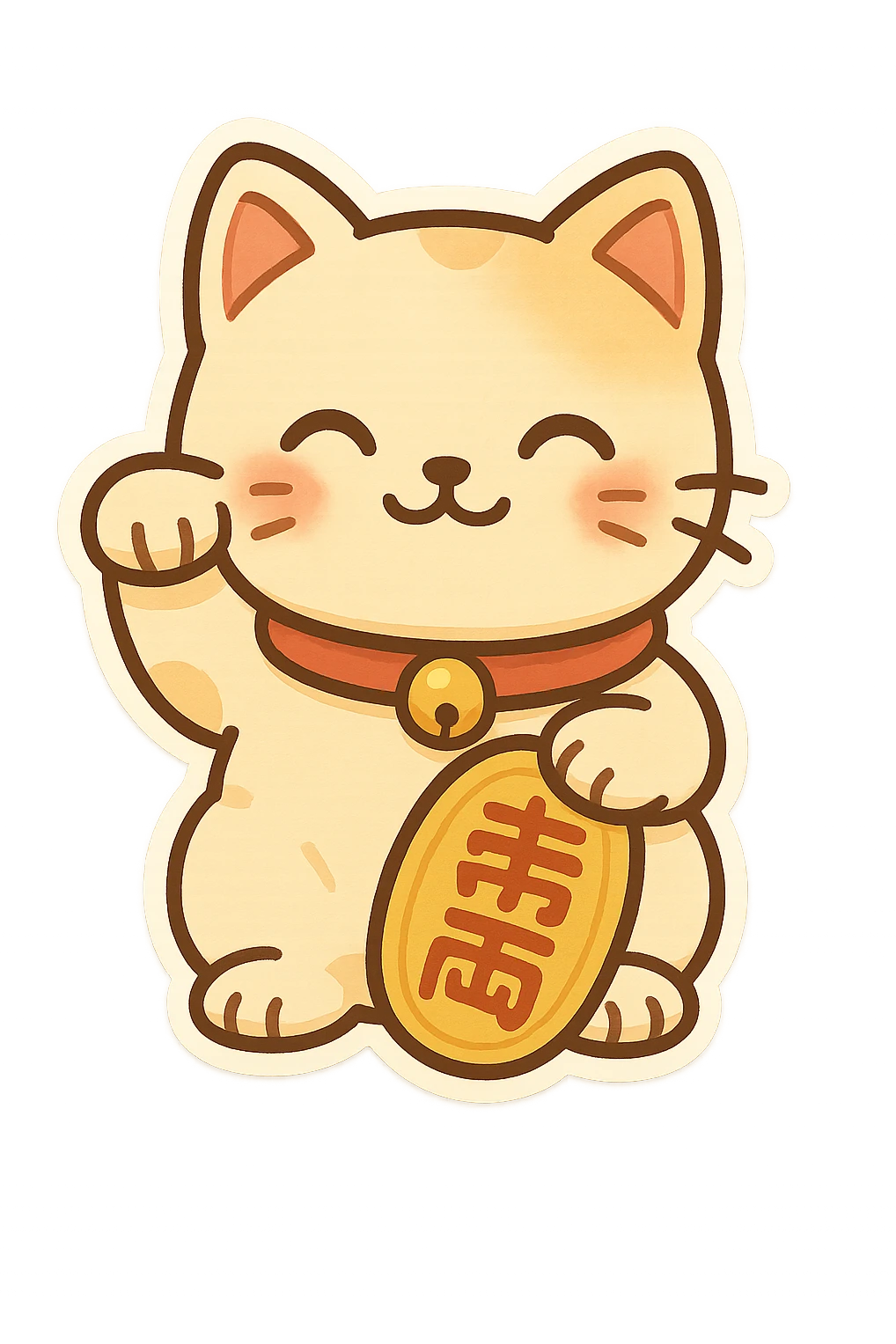 cartoonish Japanese good luck symbol, colorful, friendly expression emoji