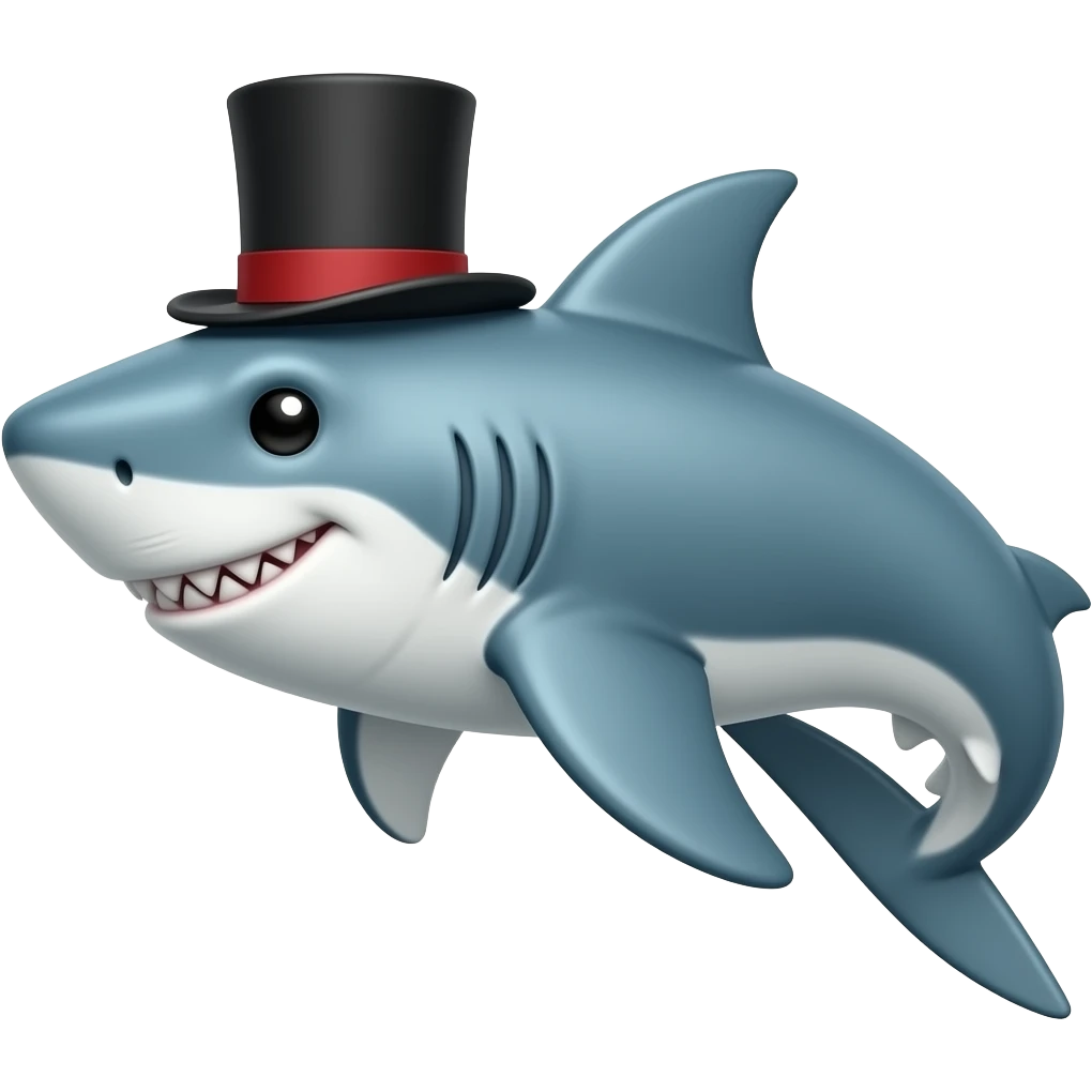 Shark with a top hat emoji