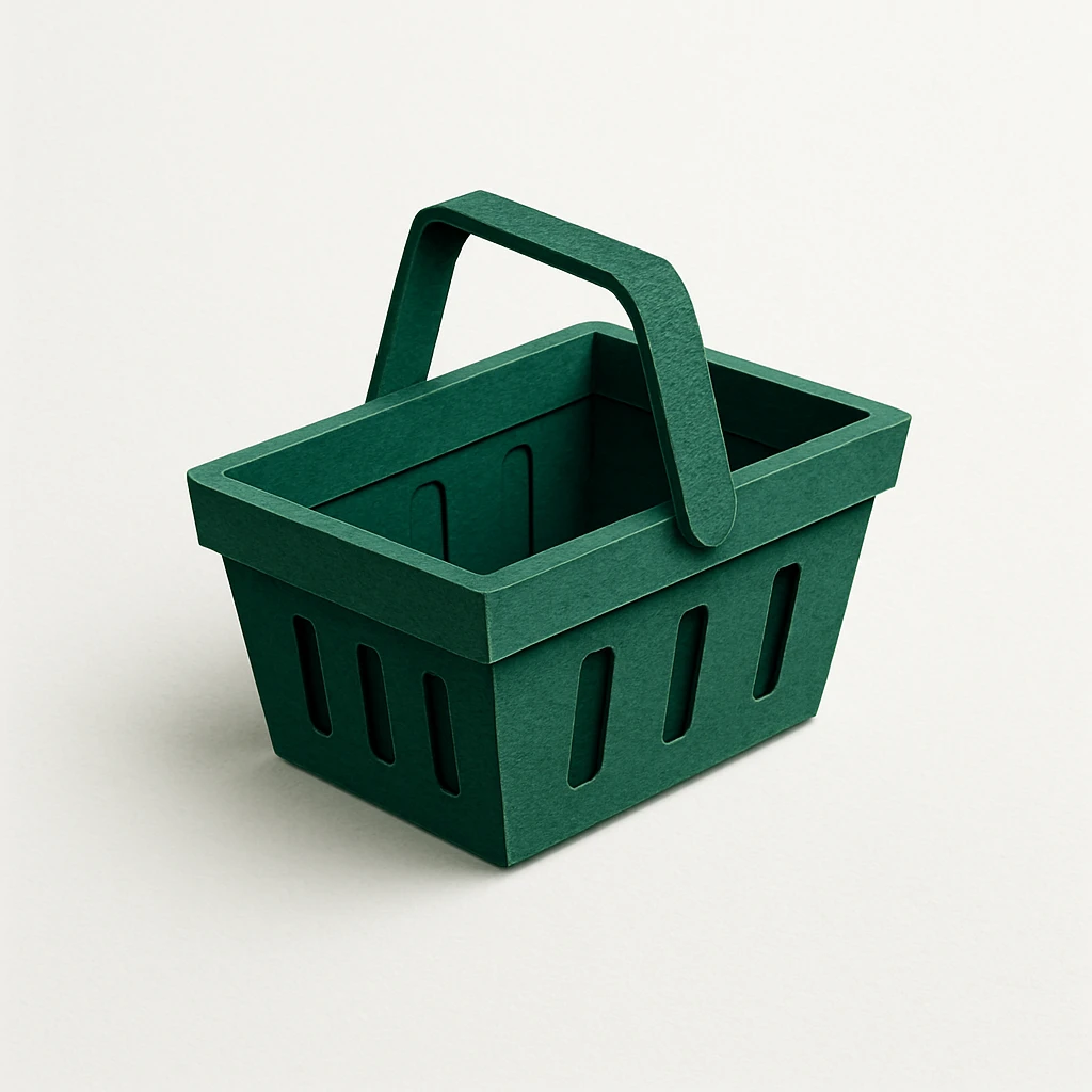 Dark green empty grocery basket isometric emoji