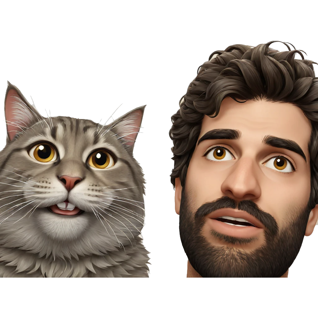 cat boy portrait with beard emoji