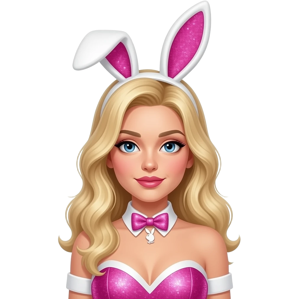 Sexy blonde woman playboy bunny neon pink glitter emoji