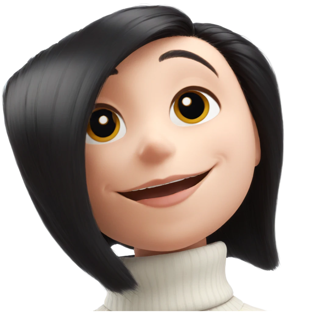 smiling girl in turtleneck sweater emoji