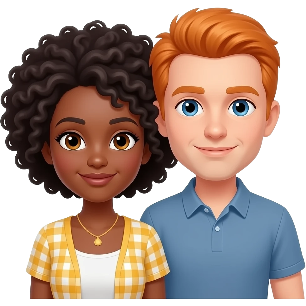 Black girl and orange  head guy couple emoji