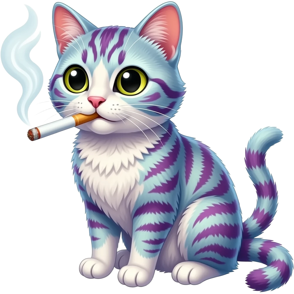 Lisa frank cat smoking a cigarette emoji