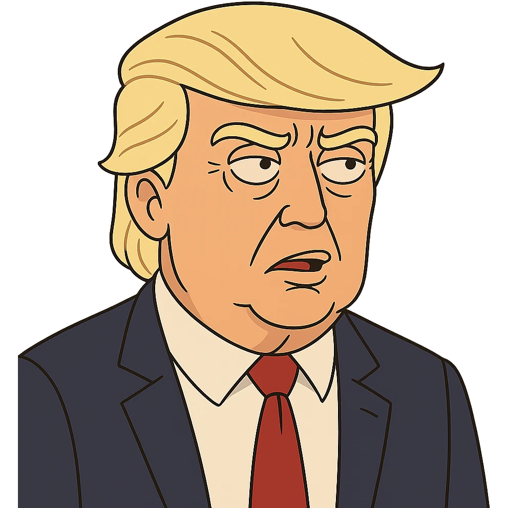 cartoon style portrait of Donald Trump with exaggerated features, no background emoji