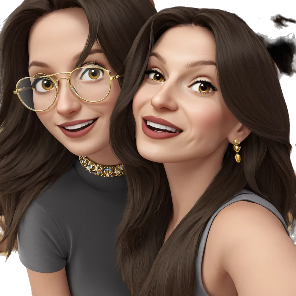 happy girls with jewelry emoji