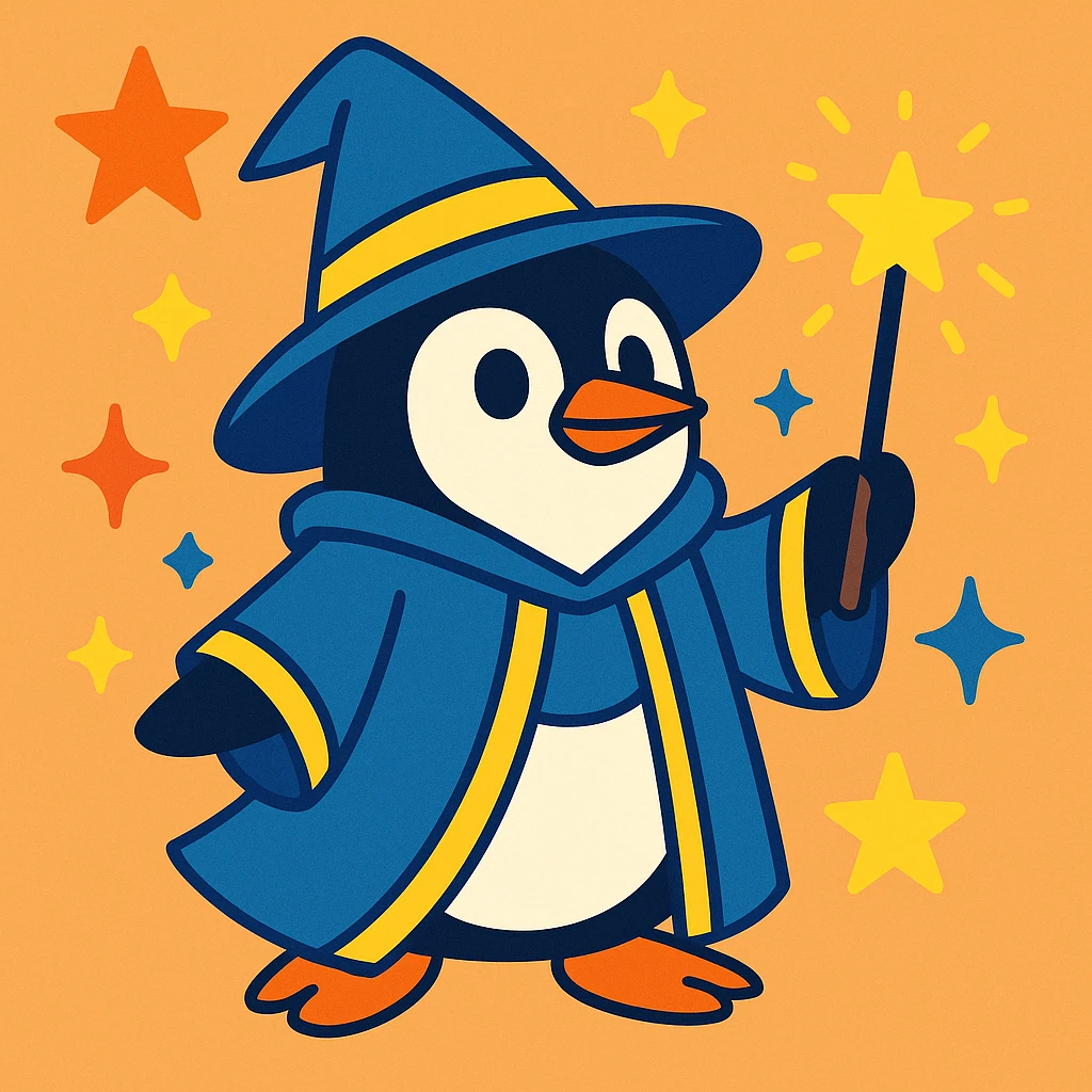 A penguin wizard emoji