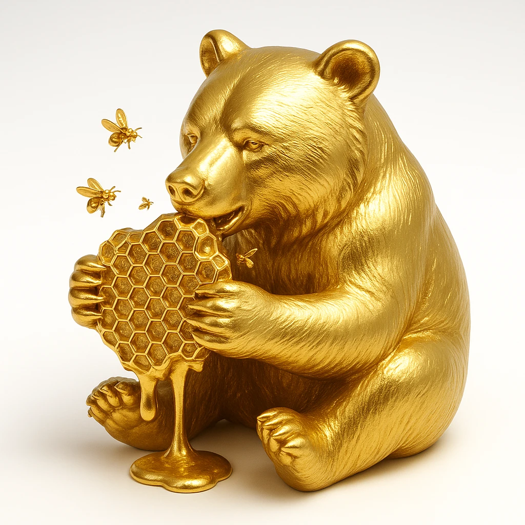 bear eating honeycomb with bees flying around emoji