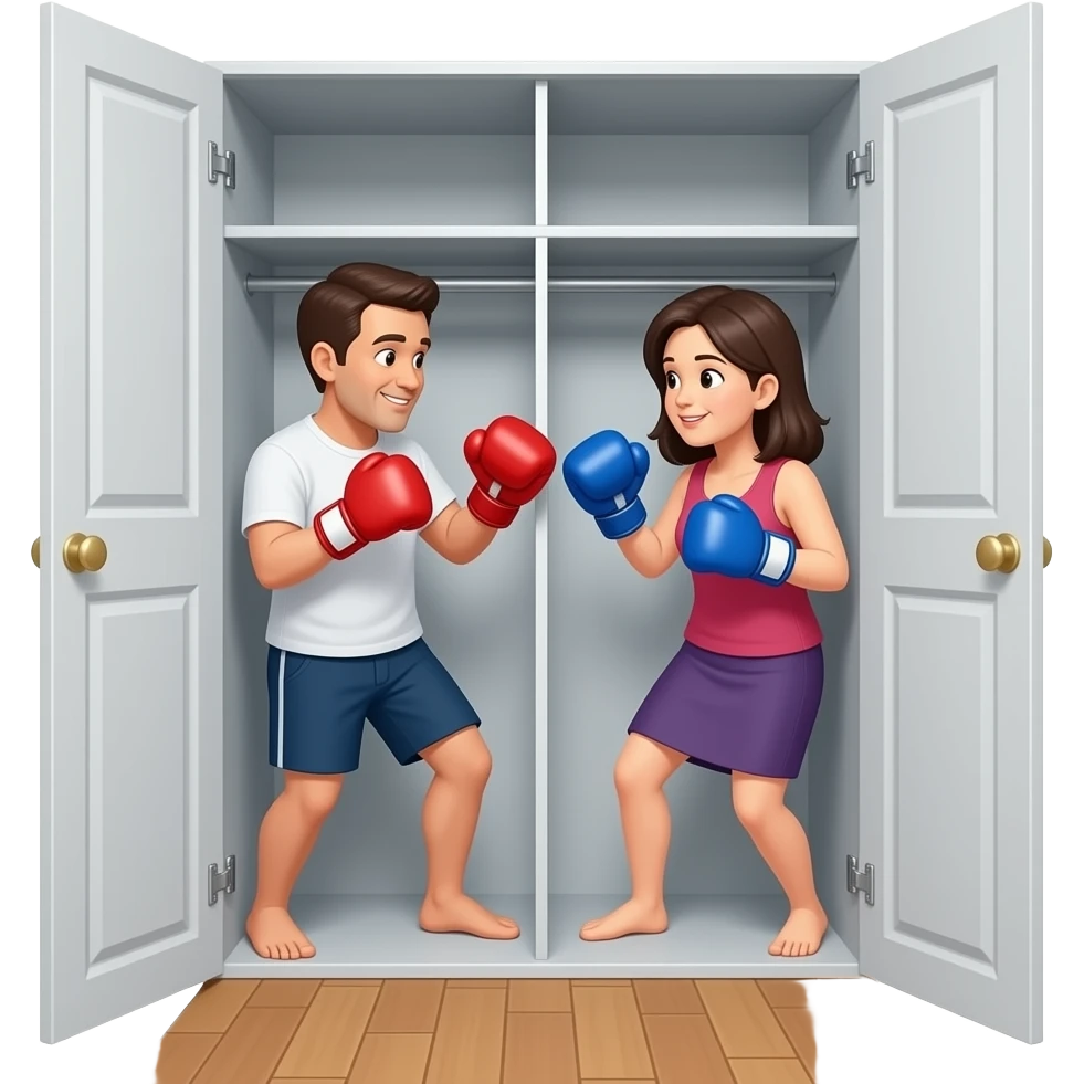 parents having a boxing match in a closet in the hallway emoji