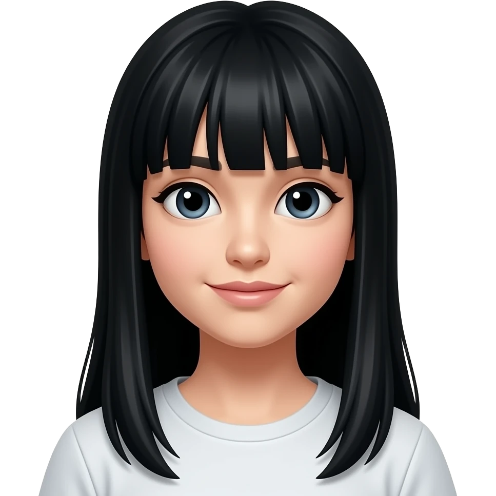 Cheveux noir long frange emoji