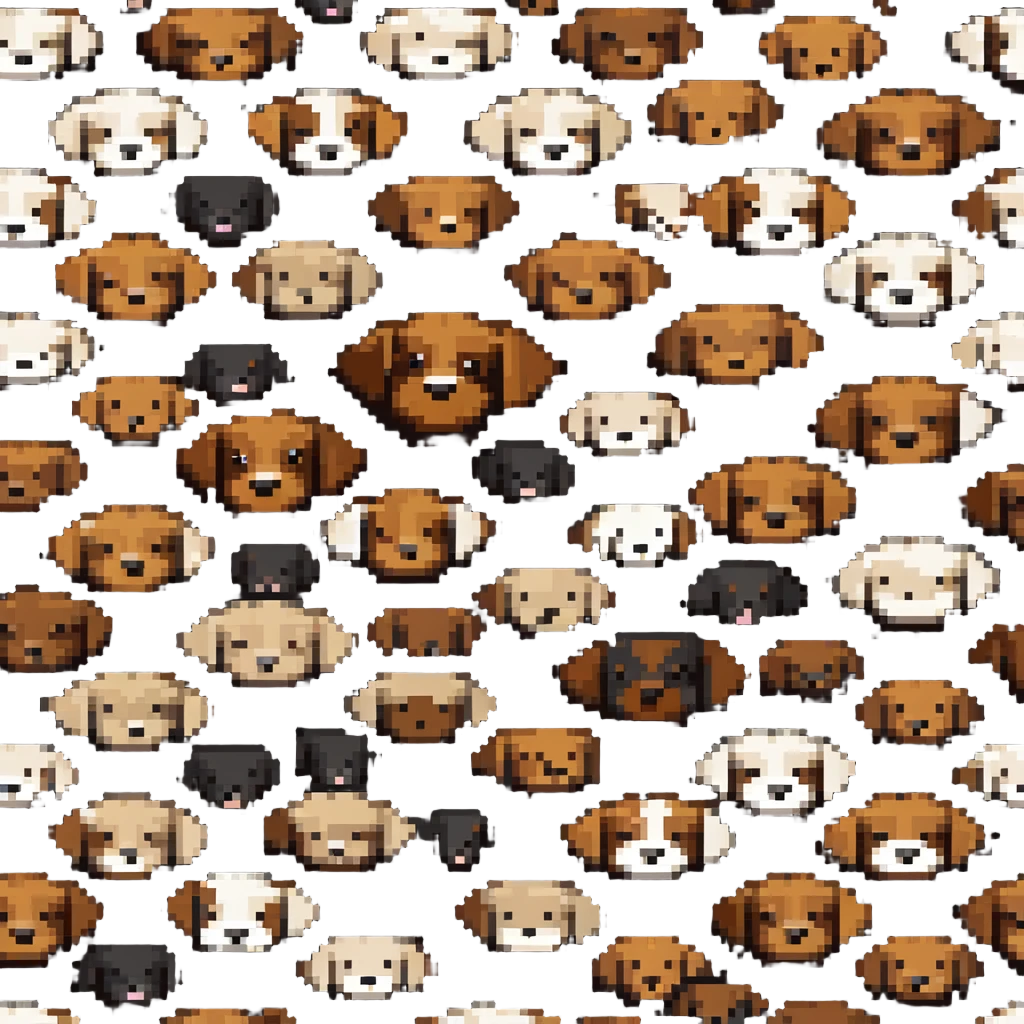 pixel art brown Labrador dog with spotted calico pattern emoji