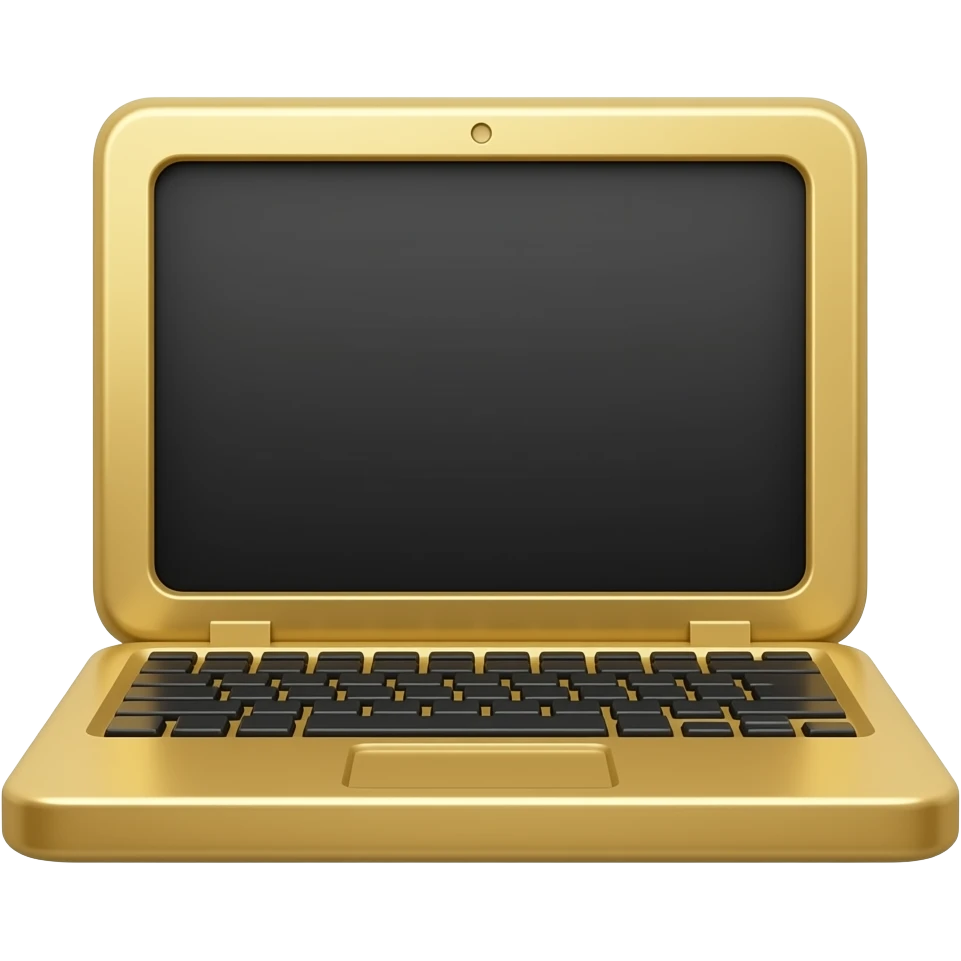 Laptop dorada pantalla negra emoji