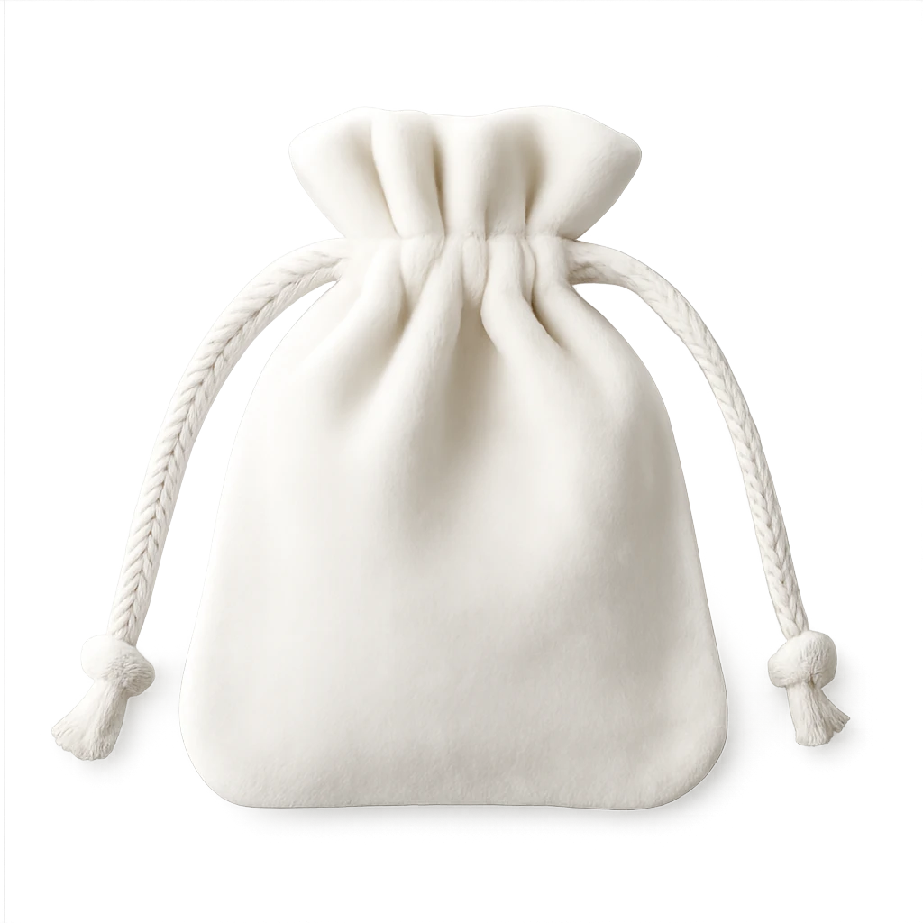 white velvet jewelry pouch emoji