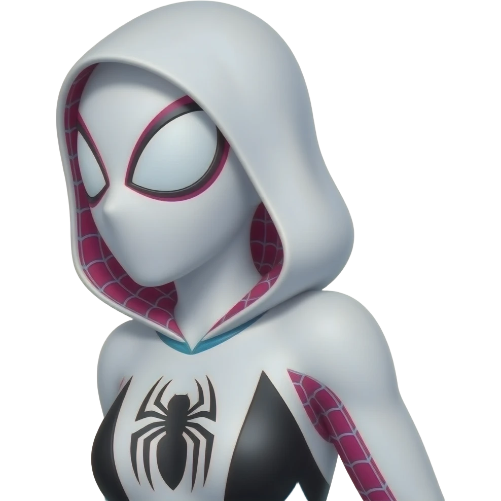 full standing spider gwen in proper spiderman suit with mask (side angle) emoji