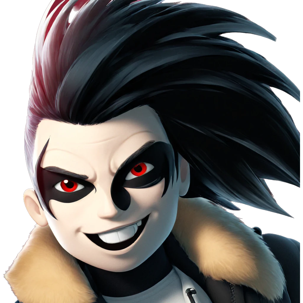 smiling boy with red eyes emoji