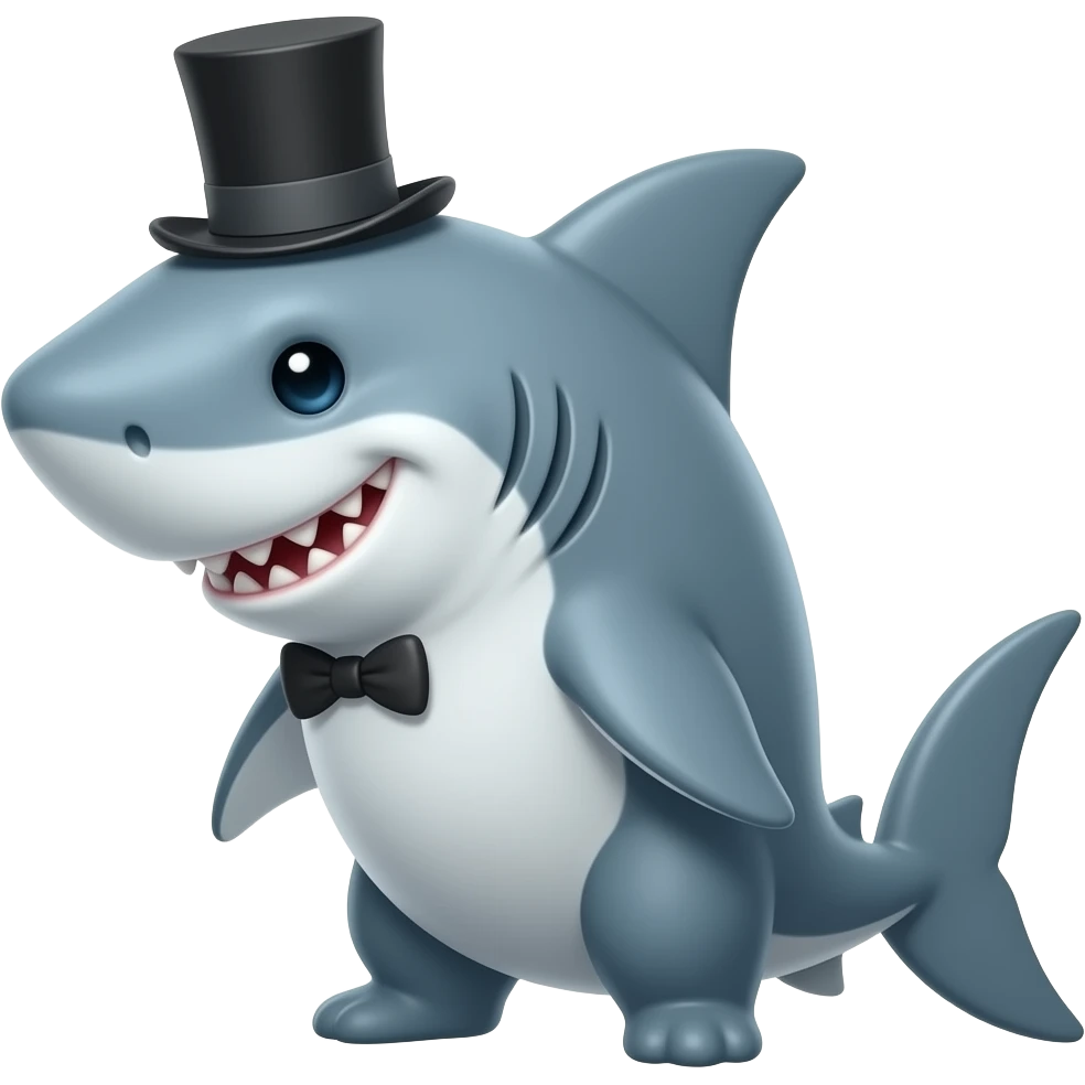 Shark with a top hat emoji