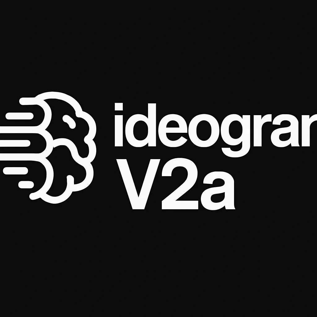 recreate this logo with text of "ideogram V2a" emoji