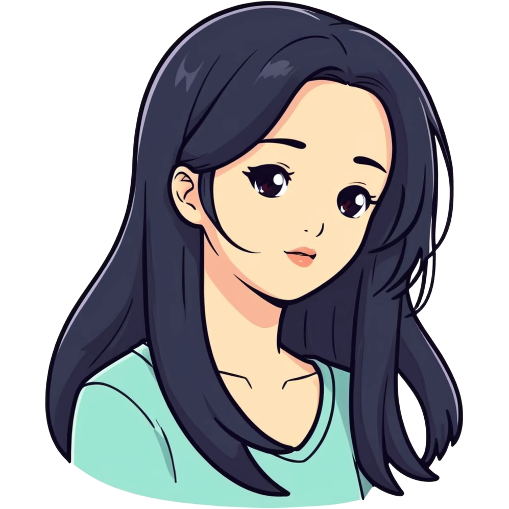 white girl with long black hair emoji