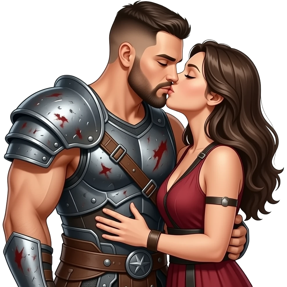 A fighter worior man kissing with his girlfriend emoji