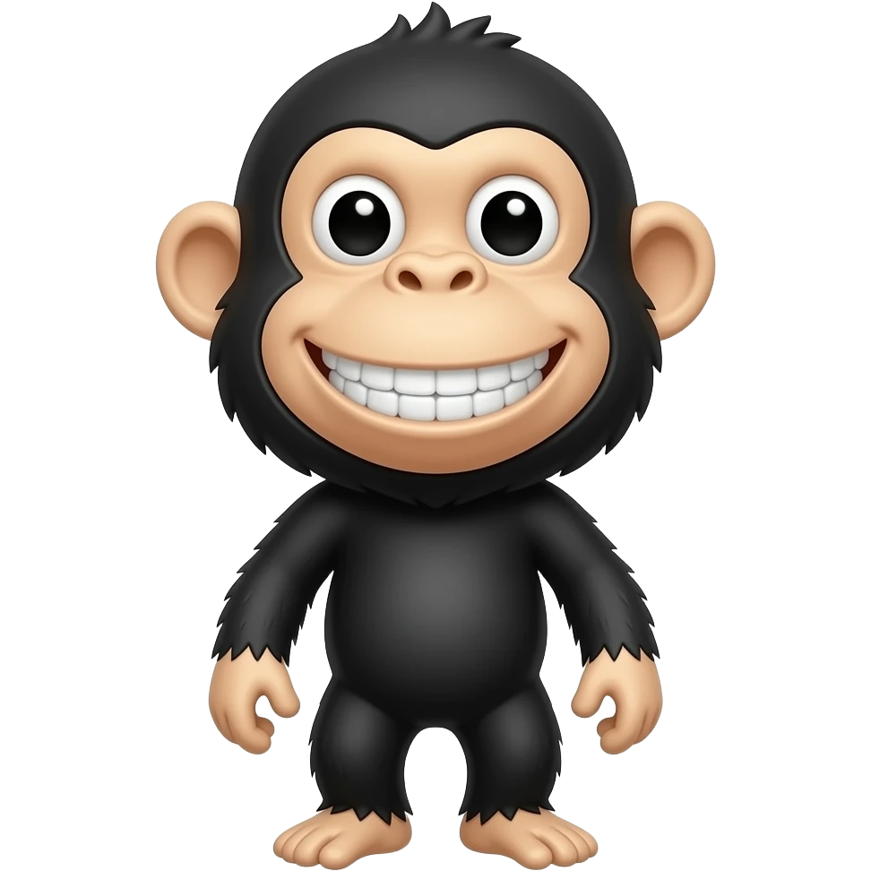 Black monkey with buck teeth and big nostrils smiling emoji