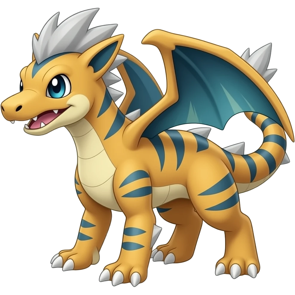 Cool Edgy Zangoose-Absol-Seviper Fakémon Digimon with Edgy markings, full body, outlined emoji