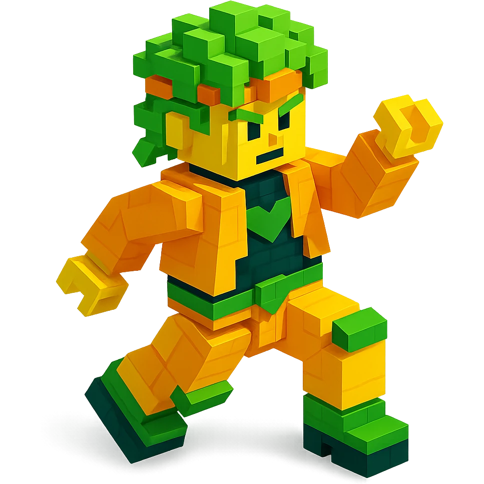 Dio Brando from JoJo's Bizarre Adventure Season 3, as a LEGO minifigure, dramatic pose, blocky LEGO details, bold colors emoji