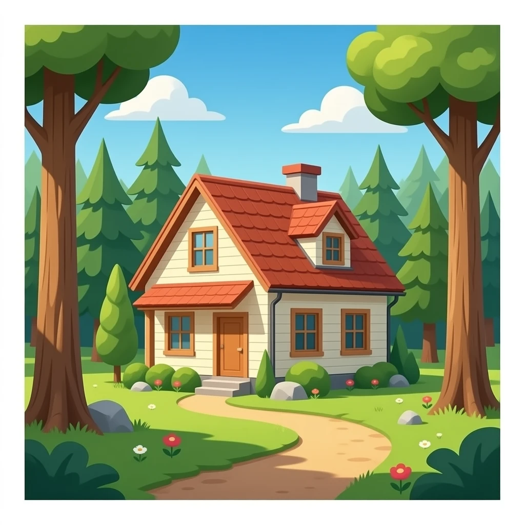 casa en un bosque, la casa bonita y realista! emoji