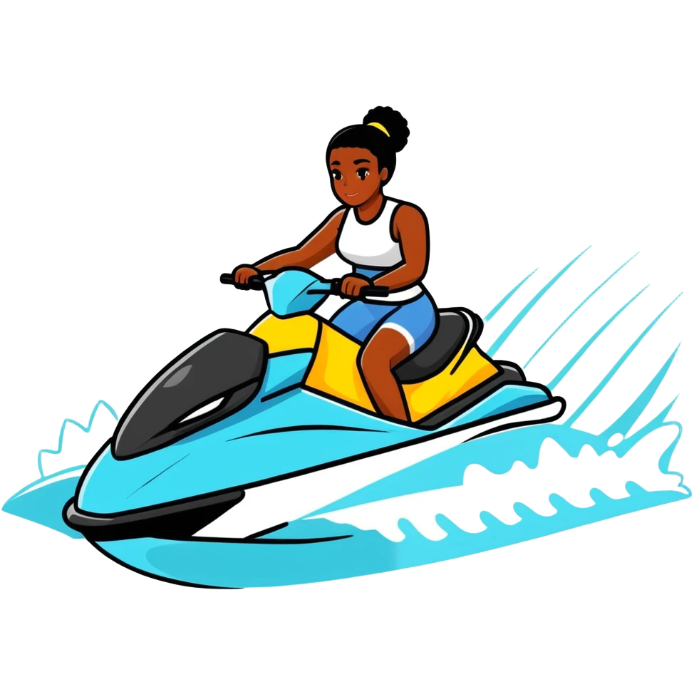 black man with a black woman on a jet ski emoji