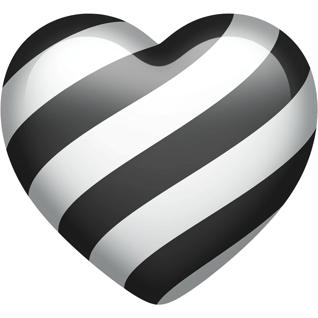 A heart striped with black and white emoji