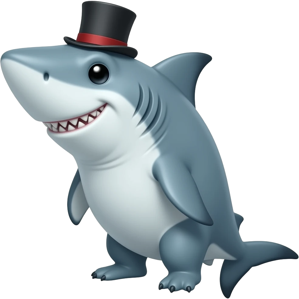 Shark with a top hat emoji