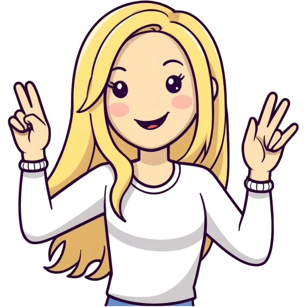 Woman with long blonde hair saying woohoo! emoji