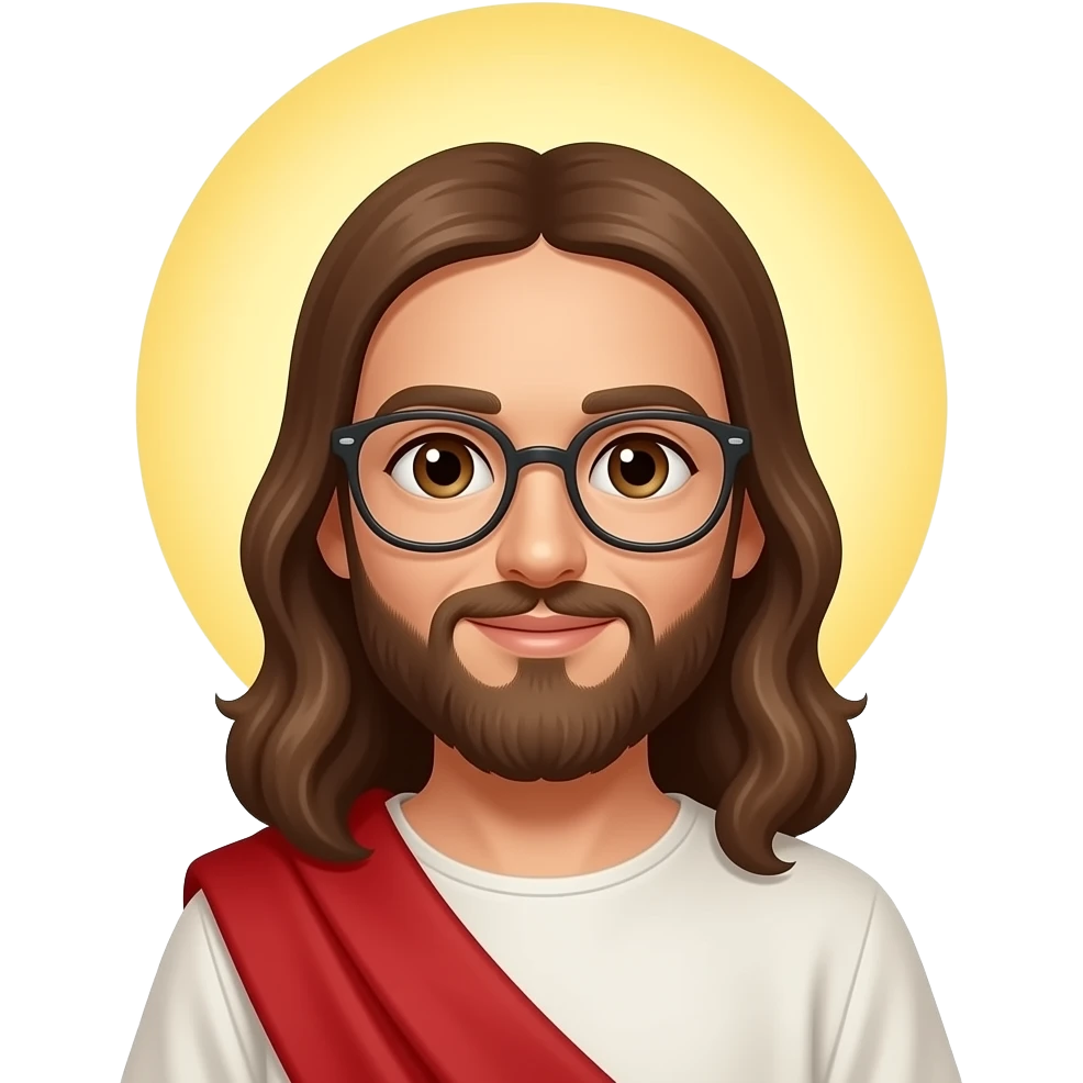 Jesus, wearing glasses sun emoji