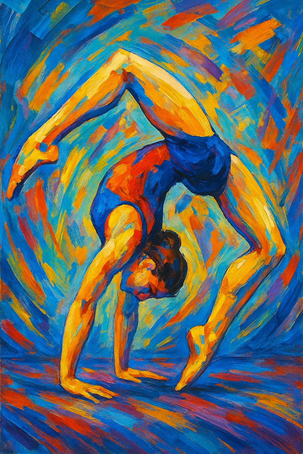 illustration of a person doing gymnastics, style 8, diverse artistic style emoji