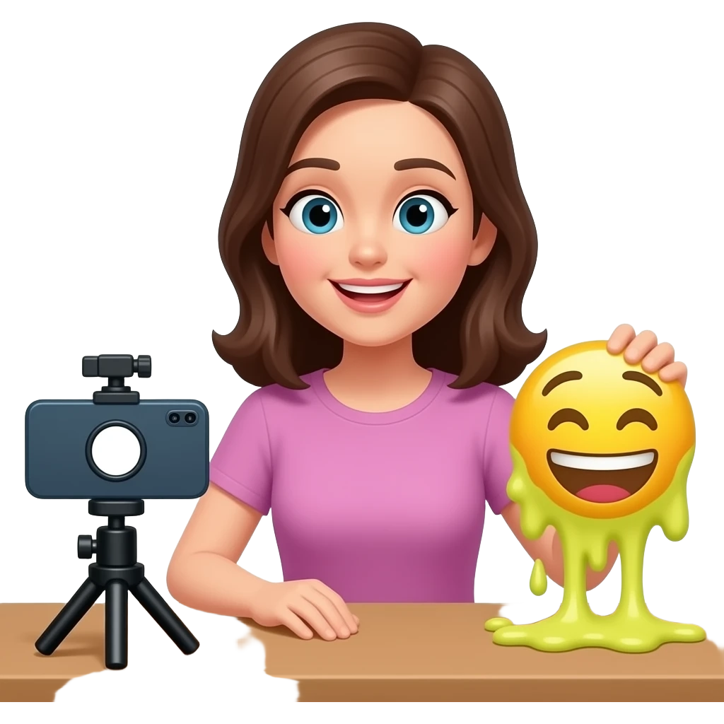 An women is making live about slime the phone17  is in the table and she gets 10,000 likes and coments and she is playing with taba squishy emoji emoji