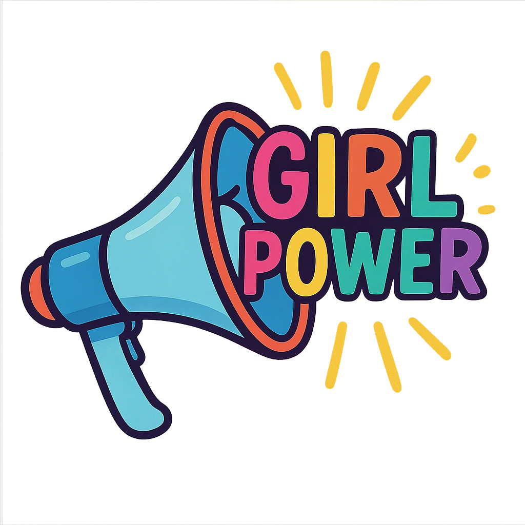 girl power, megaphone with empowering message emoji