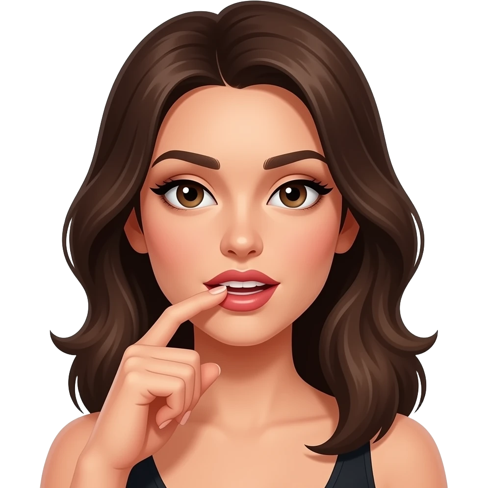 A woman biting her nail in a seductive way emoji