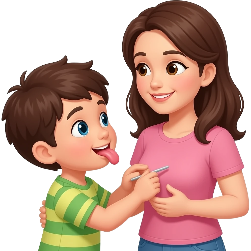 A child makes their mother suck their own tits emoji