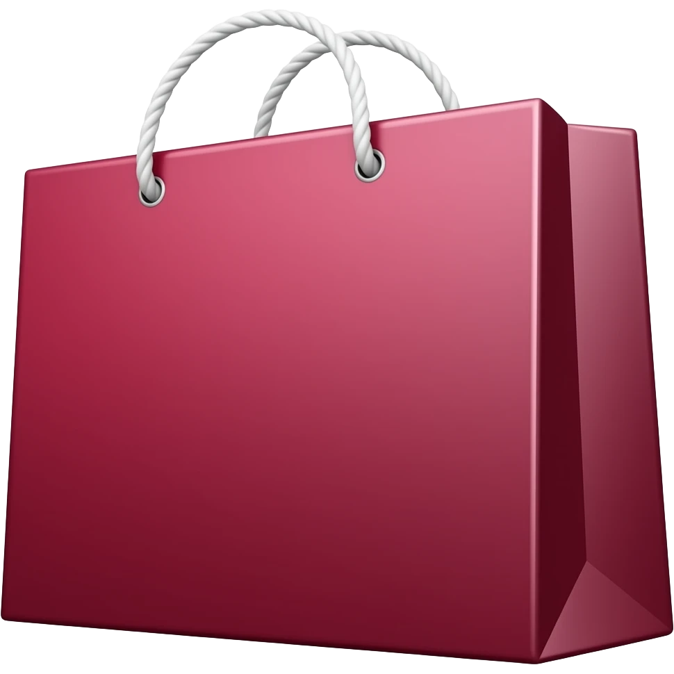 maroon plain shopping bag, white handle emoji