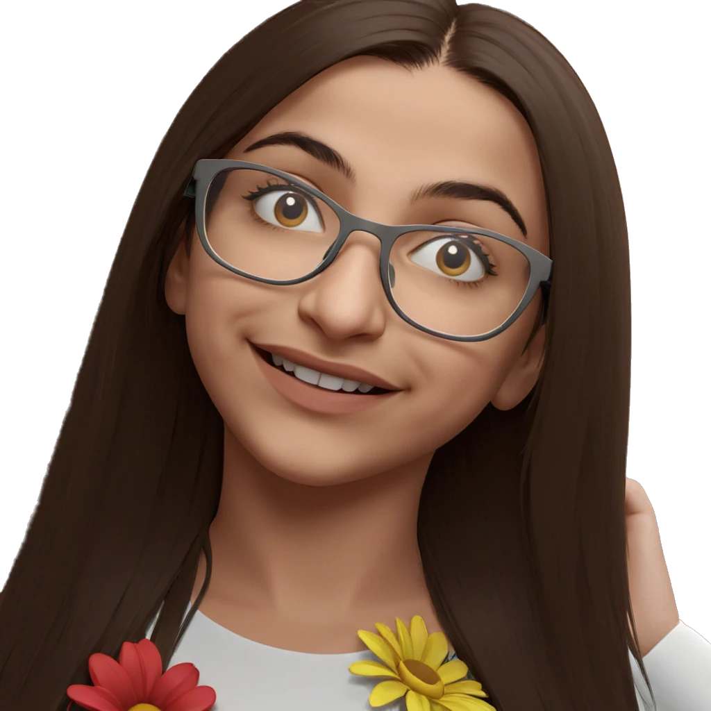 smiling girl with flowers emoji