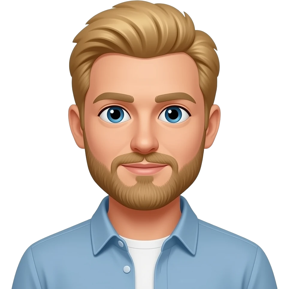 Man, blond hear, beard, on the age emoji