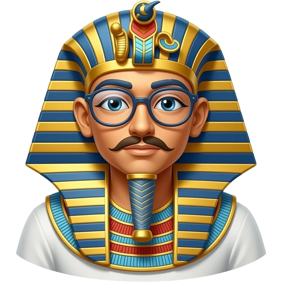 Pharaoh with eyeglasses and goatee with stumble emoji