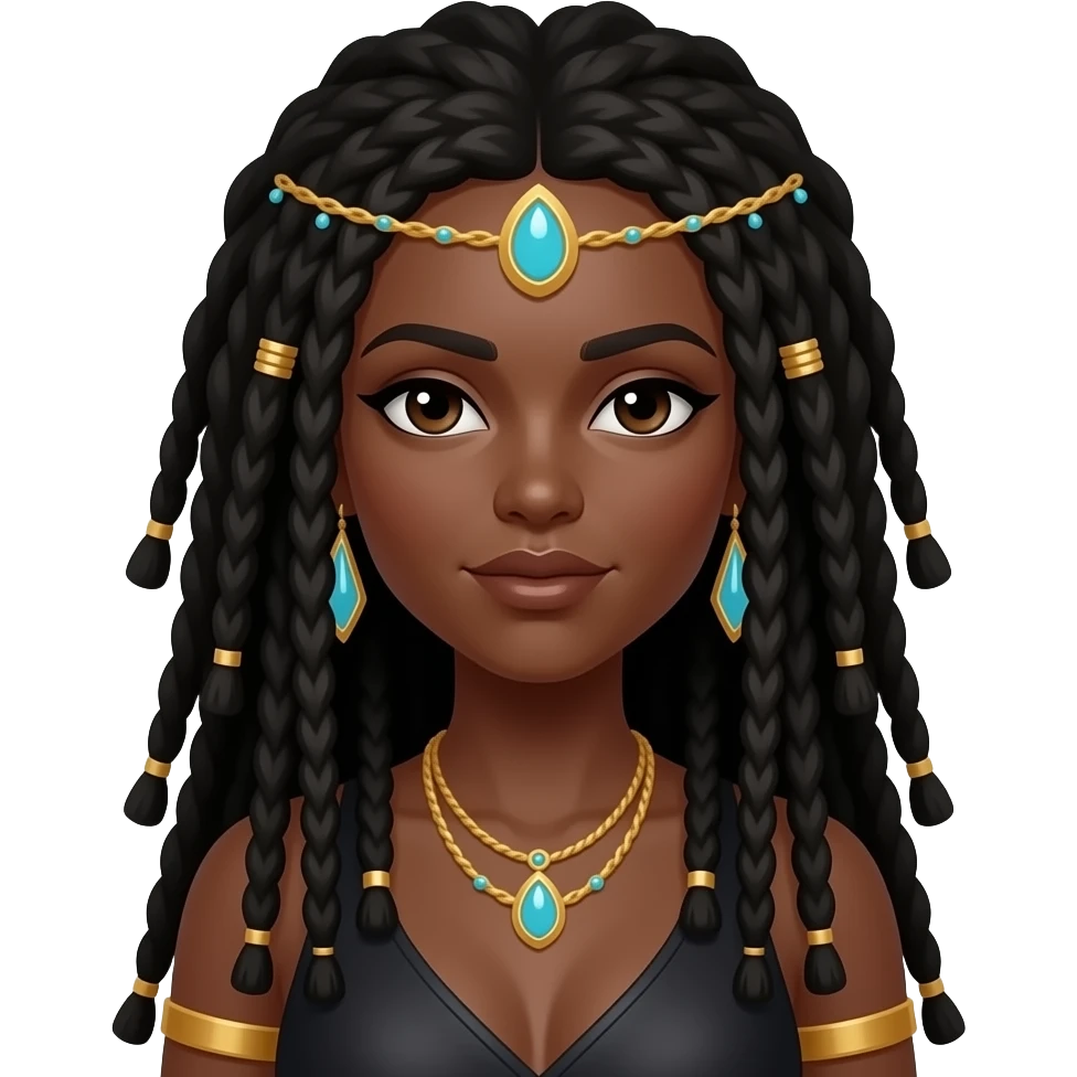 Beautiful black tarot goddess with dread locs emoji