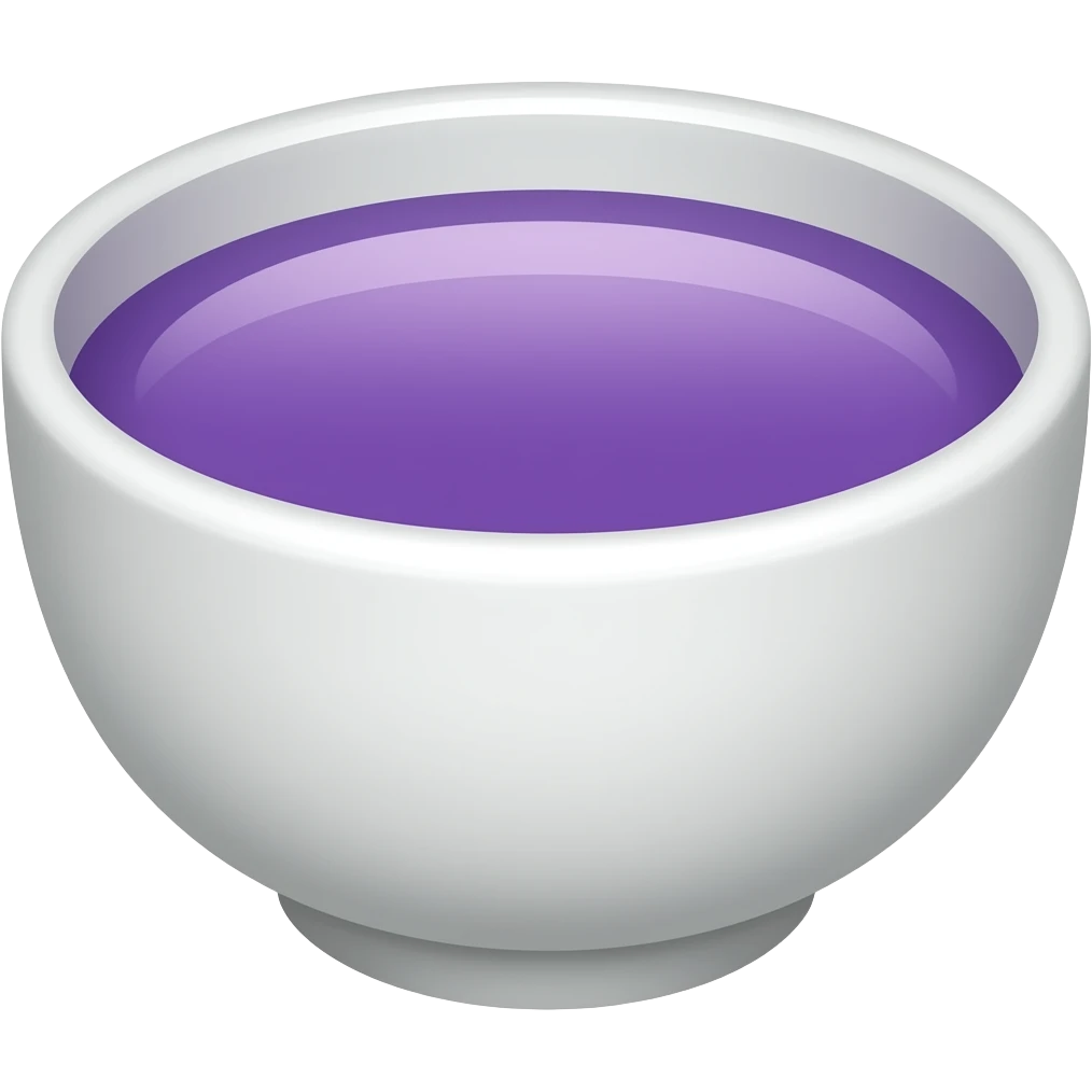 Un tazón con líquido morado emoji