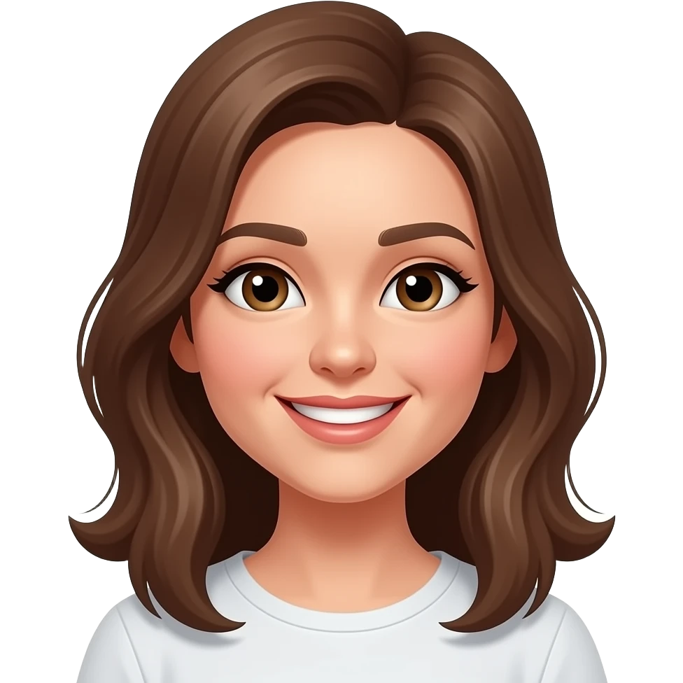 quero uma mulher com cabelo castanho e feliz com olhar de apaixonada emoji