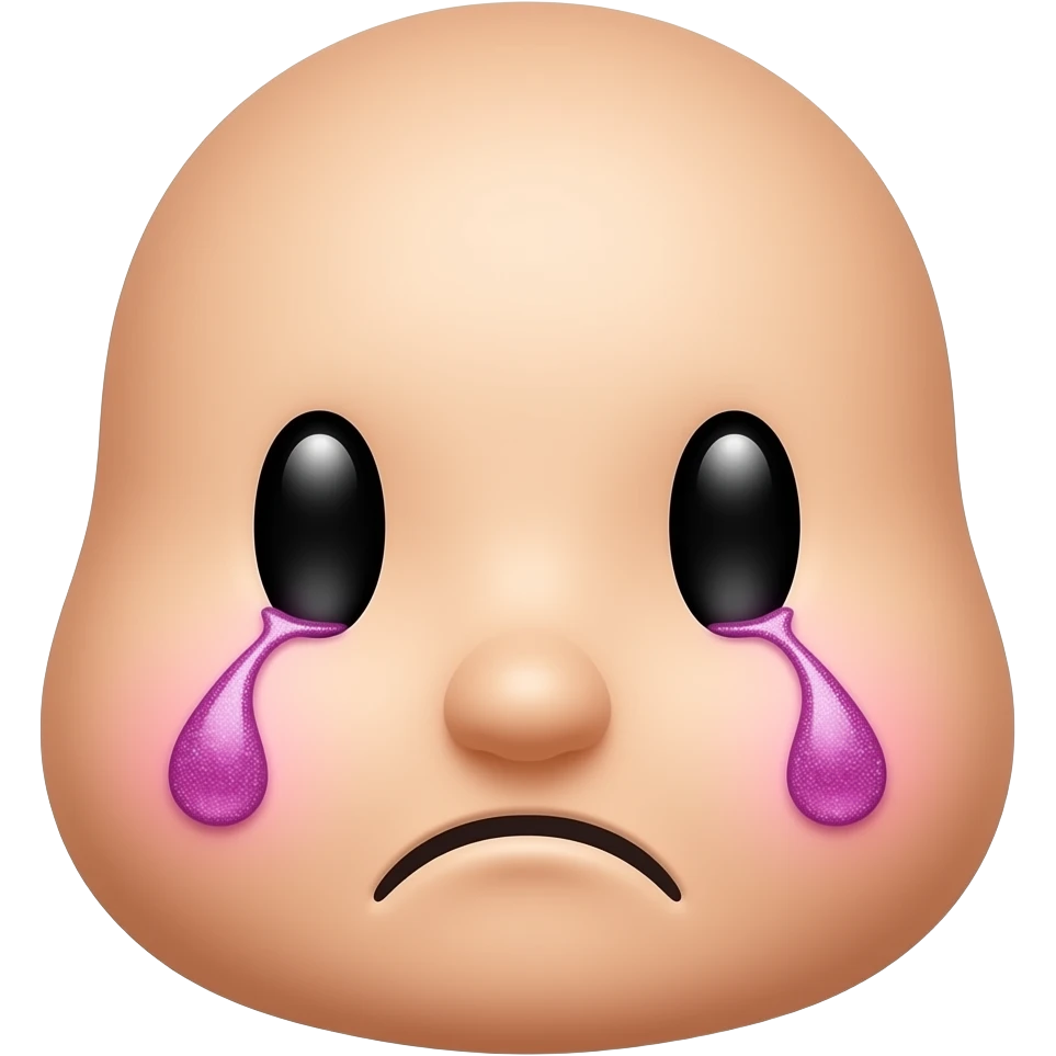 A crying face emoji with pink glitter for tears emoji
