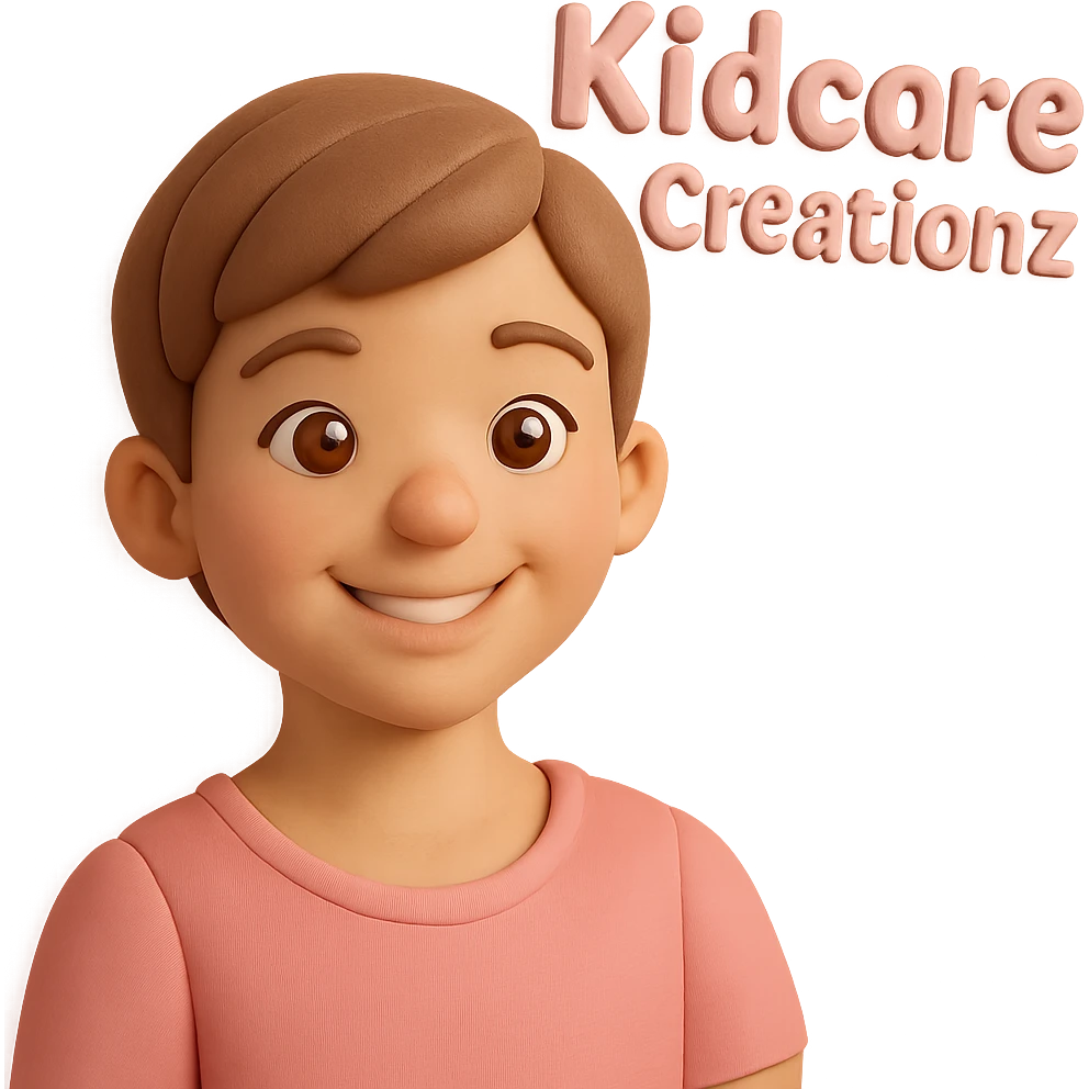 Lightskin girl with a pixie cut
pink blouse
brown eyes
expression is smiling
Add the word Kidcore Creationz in Pink emoji