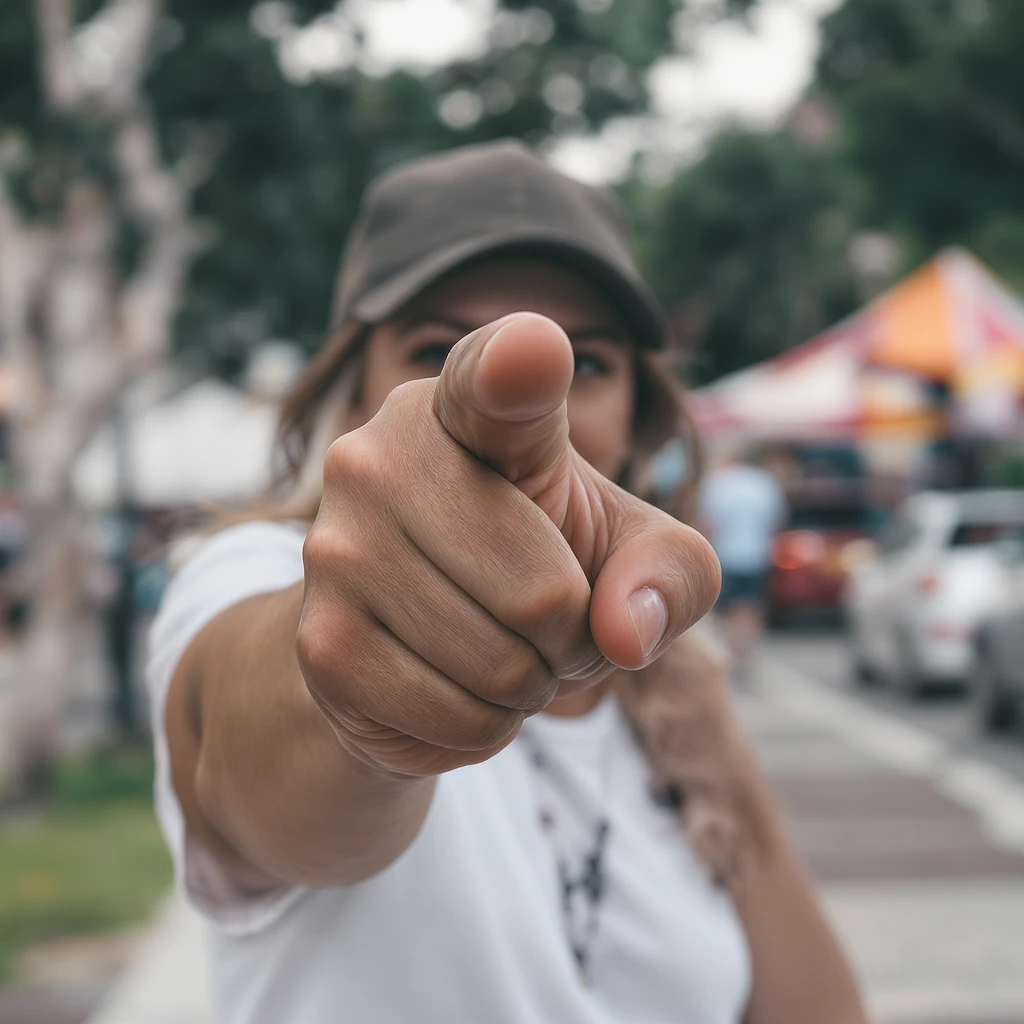 a hand with the index finger pointing forward, realistic style emoji